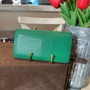 Louis Vuitton Green Taiga Leather Long Wallet